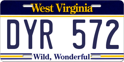 WV license plate DYR572