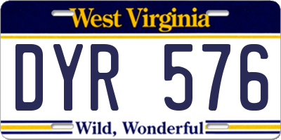WV license plate DYR576