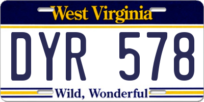 WV license plate DYR578