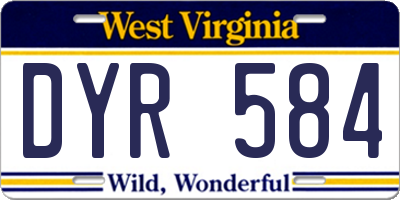 WV license plate DYR584