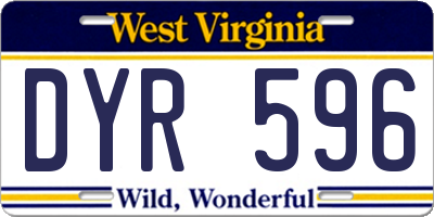 WV license plate DYR596