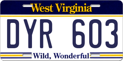 WV license plate DYR603