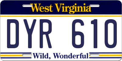 WV license plate DYR610