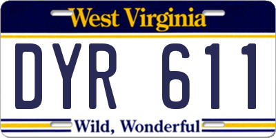 WV license plate DYR611