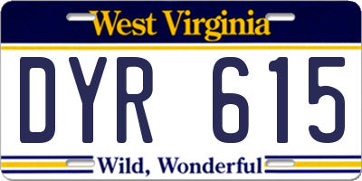 WV license plate DYR615