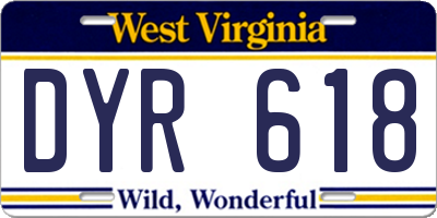 WV license plate DYR618