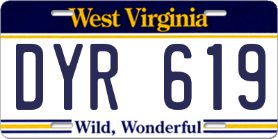 WV license plate DYR619