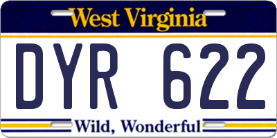 WV license plate DYR622