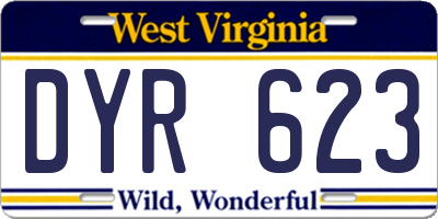 WV license plate DYR623