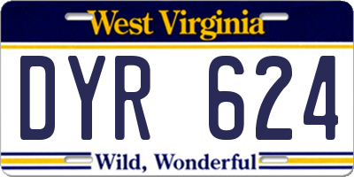 WV license plate DYR624