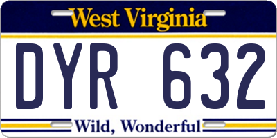 WV license plate DYR632