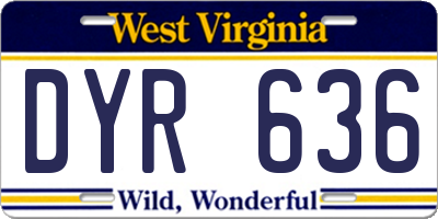 WV license plate DYR636