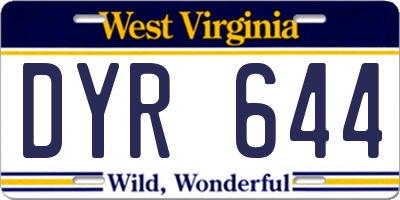 WV license plate DYR644