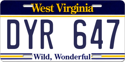 WV license plate DYR647