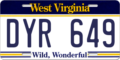 WV license plate DYR649