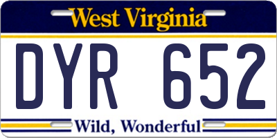 WV license plate DYR652