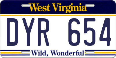 WV license plate DYR654