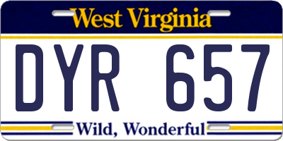 WV license plate DYR657
