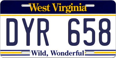 WV license plate DYR658
