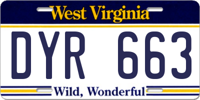 WV license plate DYR663