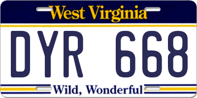 WV license plate DYR668