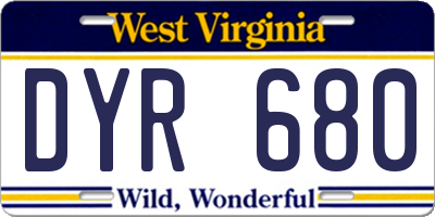 WV license plate DYR680