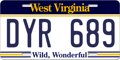 WV license plate DYR689