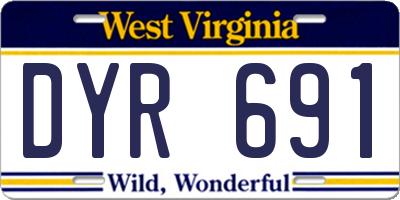 WV license plate DYR691