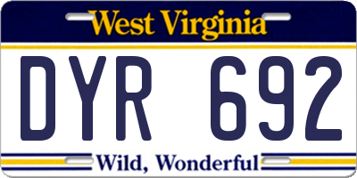WV license plate DYR692