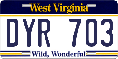 WV license plate DYR703