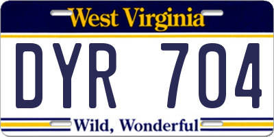 WV license plate DYR704