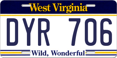 WV license plate DYR706
