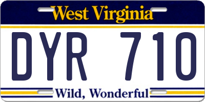 WV license plate DYR710