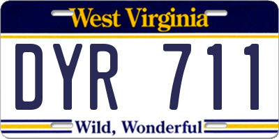 WV license plate DYR711
