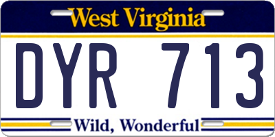 WV license plate DYR713