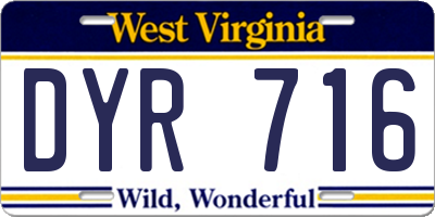 WV license plate DYR716