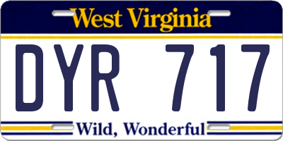WV license plate DYR717
