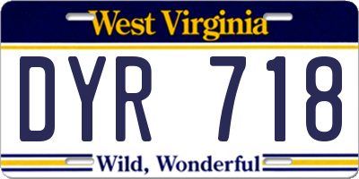 WV license plate DYR718