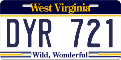 WV license plate DYR721