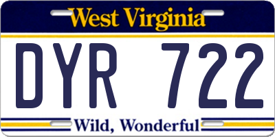 WV license plate DYR722