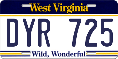 WV license plate DYR725