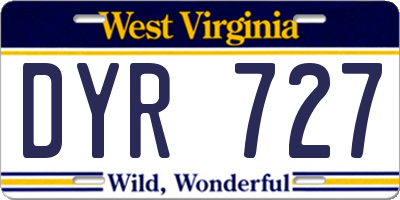 WV license plate DYR727