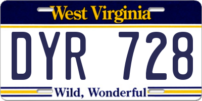 WV license plate DYR728