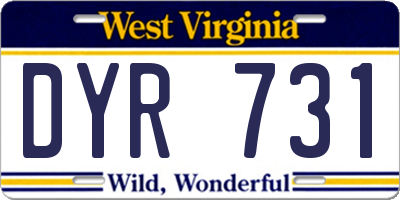 WV license plate DYR731