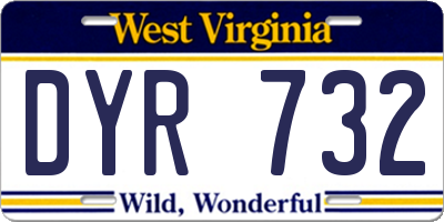 WV license plate DYR732