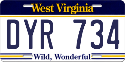 WV license plate DYR734