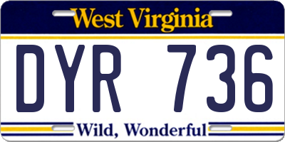 WV license plate DYR736