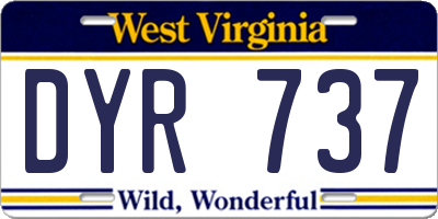 WV license plate DYR737