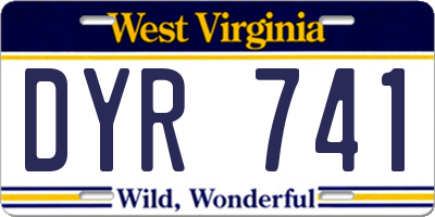 WV license plate DYR741