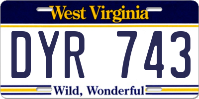 WV license plate DYR743